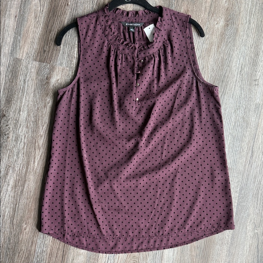 41 Hawthorn Sleeveless Blouse - Plum with Black Dots